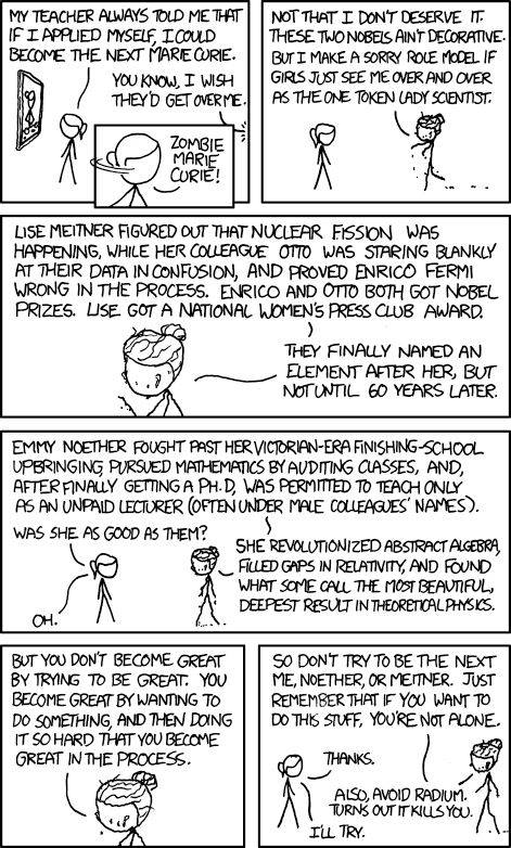 from XKCD - Zombie Marie Curie comic strip