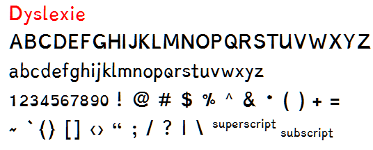 Dyslexie font sample