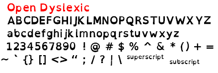 OpenDyslexic font sample