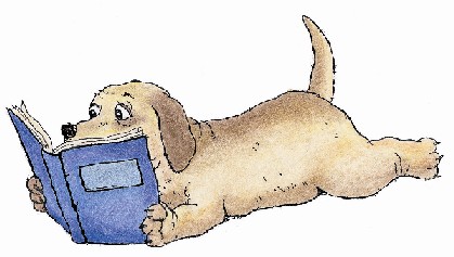 cartoon dog reading
